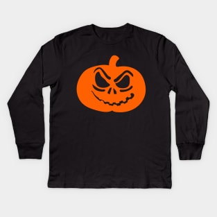 Halloween Angry Scary Pumpkin Face Kids Long Sleeve T-Shirt